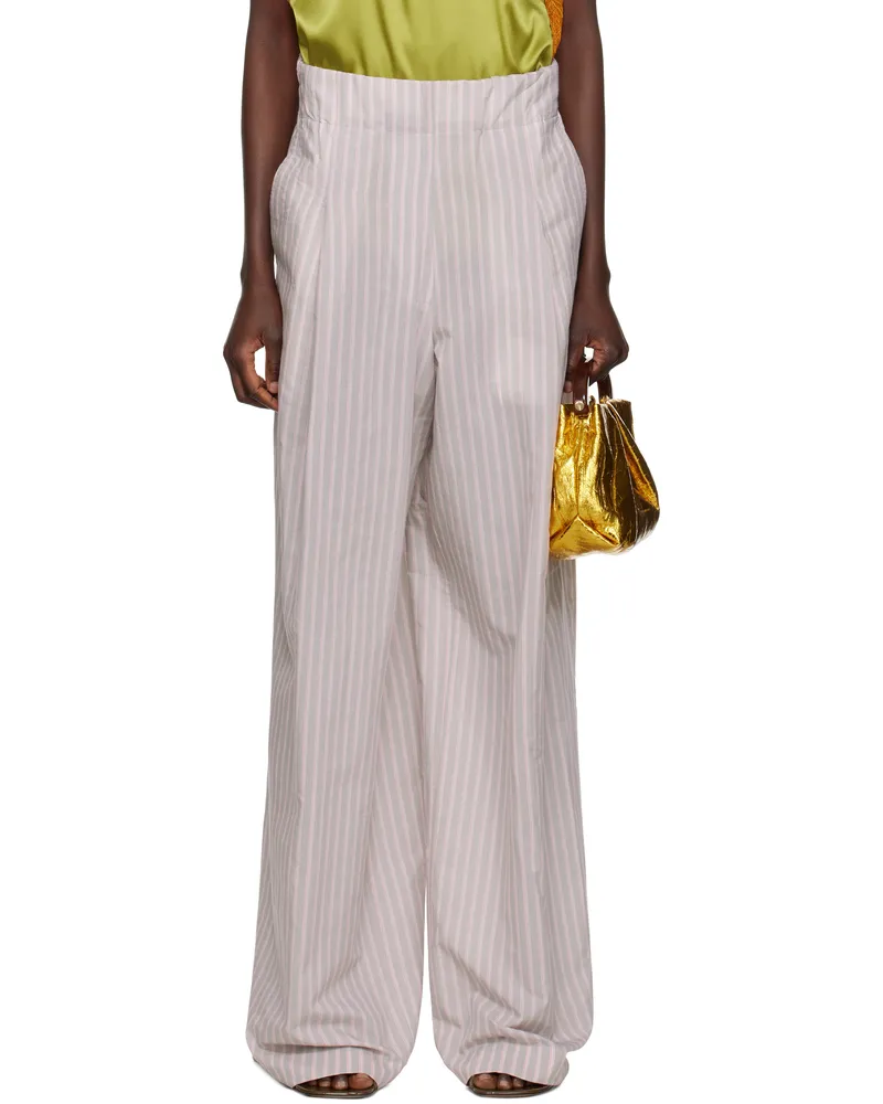 Dries van Noten Gray & Pink Wide Pleated Trousers 802