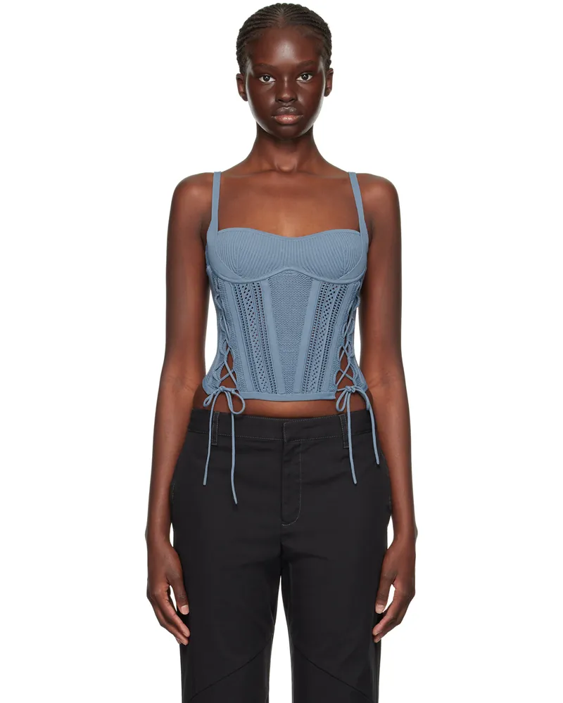 Dion Lee Blue Laced Tank Top Storm
