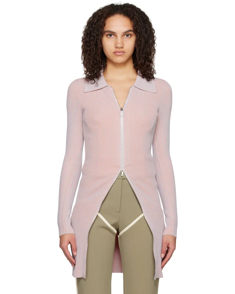Paris Georgia Gray & Pink Zip-Up Polo Grey