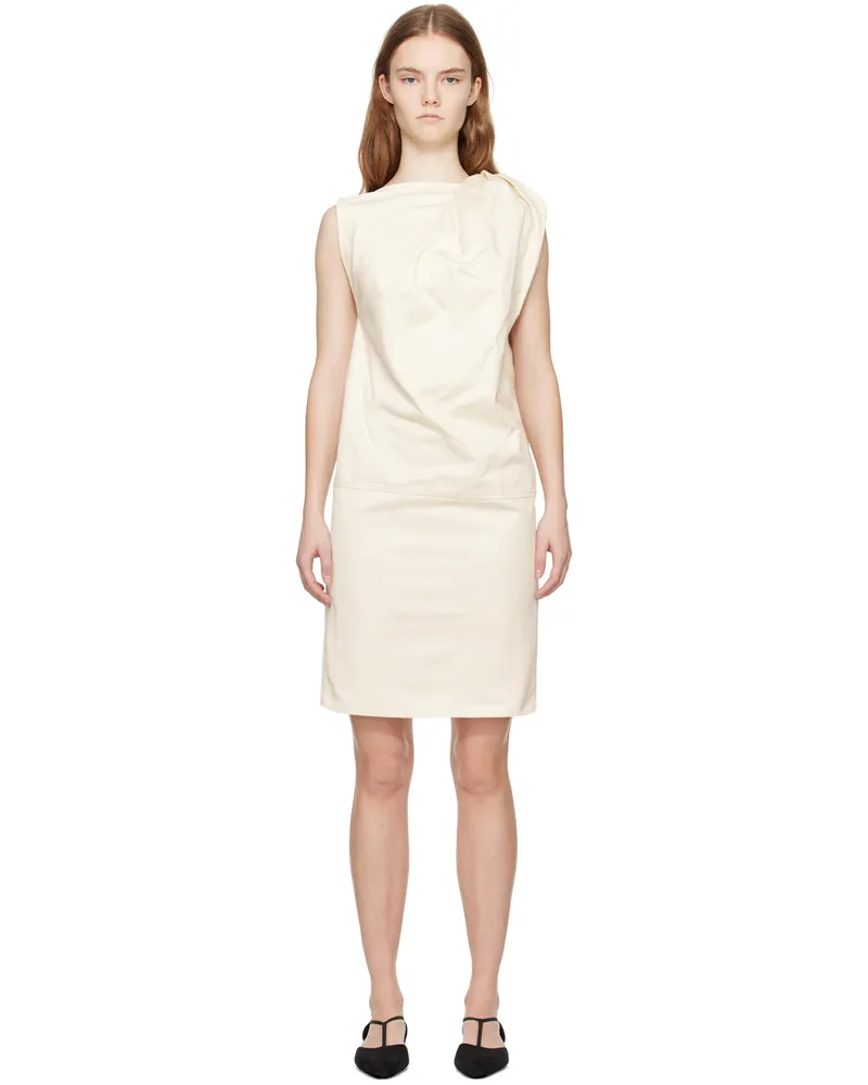 Totême Off White Shoulder-Twist Midi Dress 116