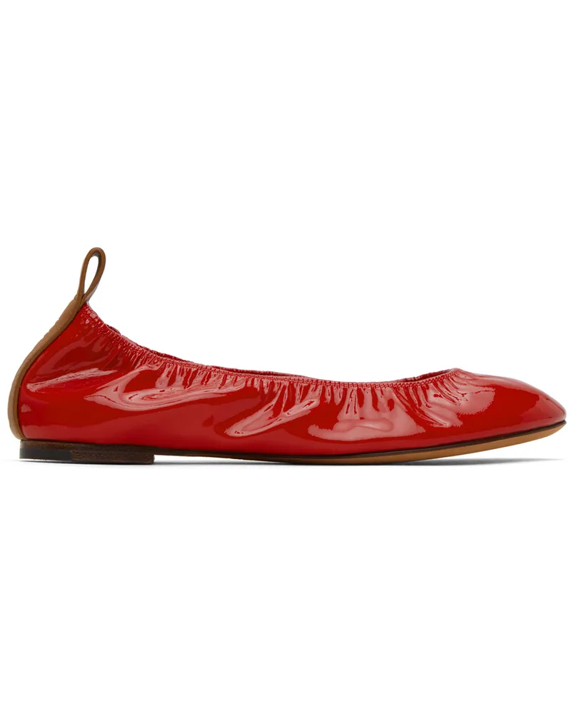 Lanvin Red Leather Ballerina Flats 340