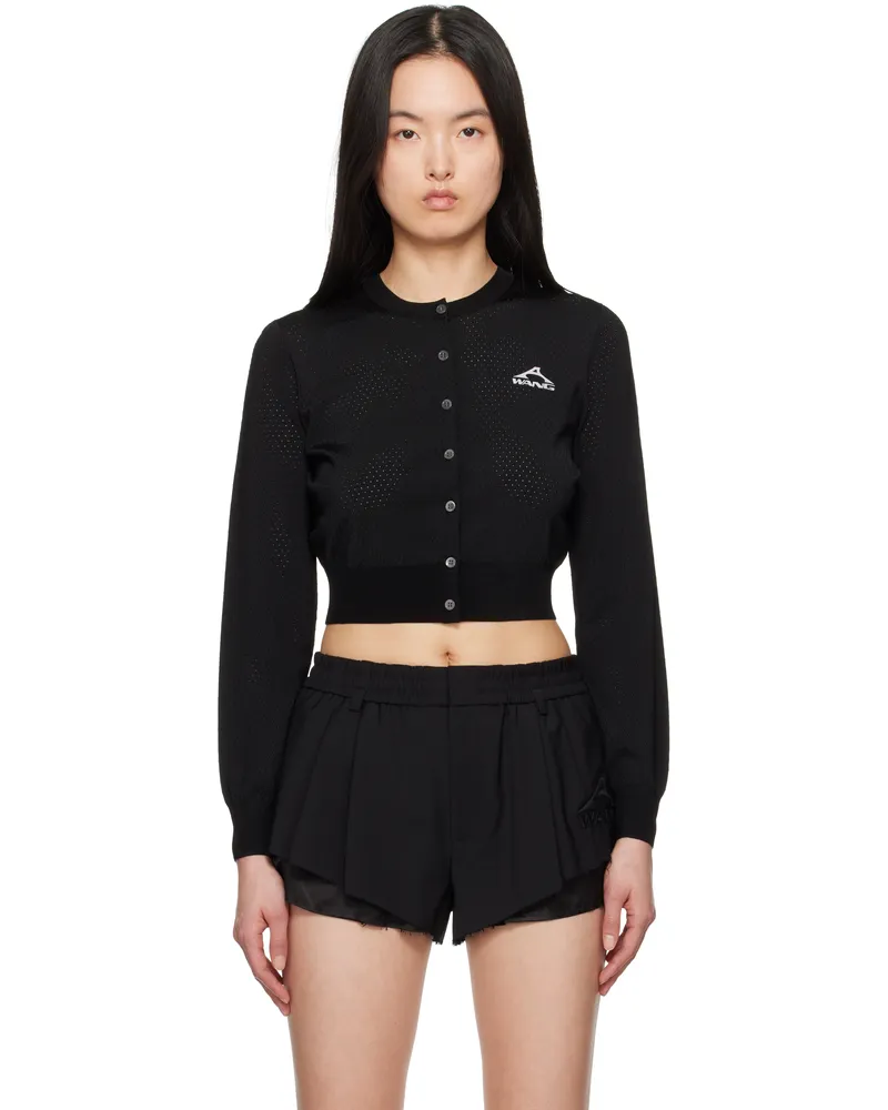 Alexander Wang Black Cropped Athletic Mesh Cardigan Black