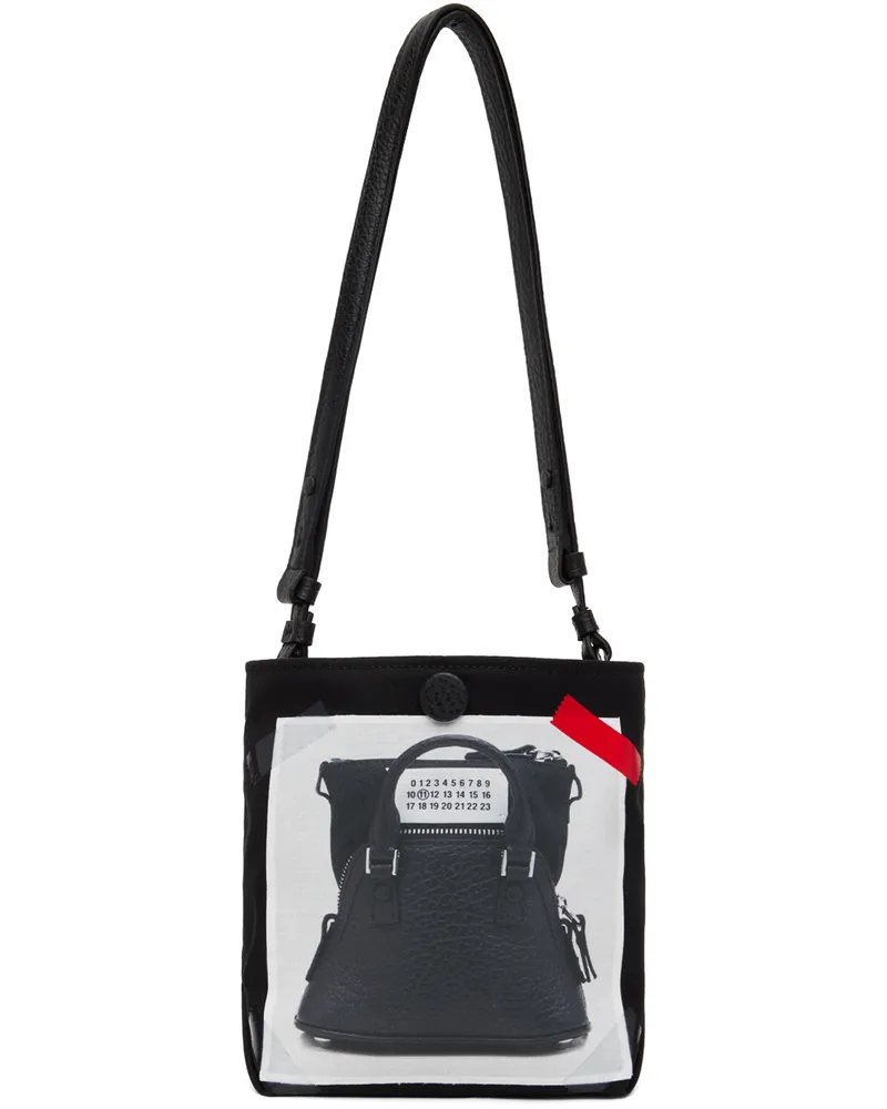 Maison Margiela Black Trompe L'oeil 5AC Baby Tote Ha193