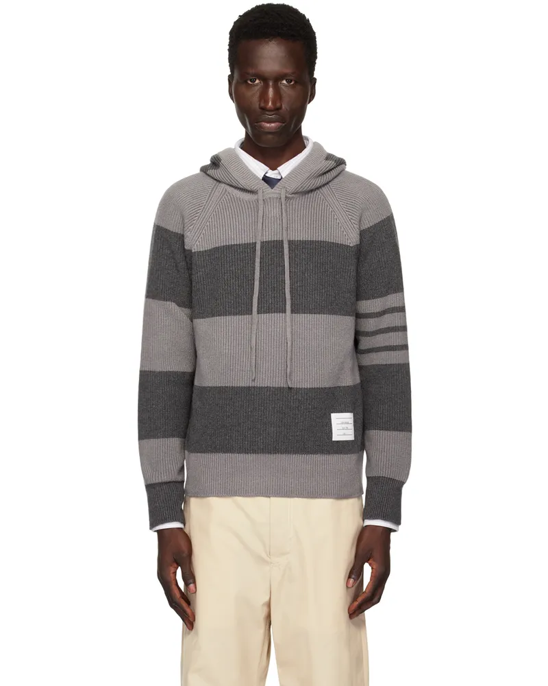 Thom Browne Gray 4-Bar Hoodie 982