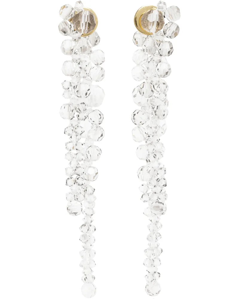 Simone Rocha Gray Double Pierce Through Drip Earrings Ash