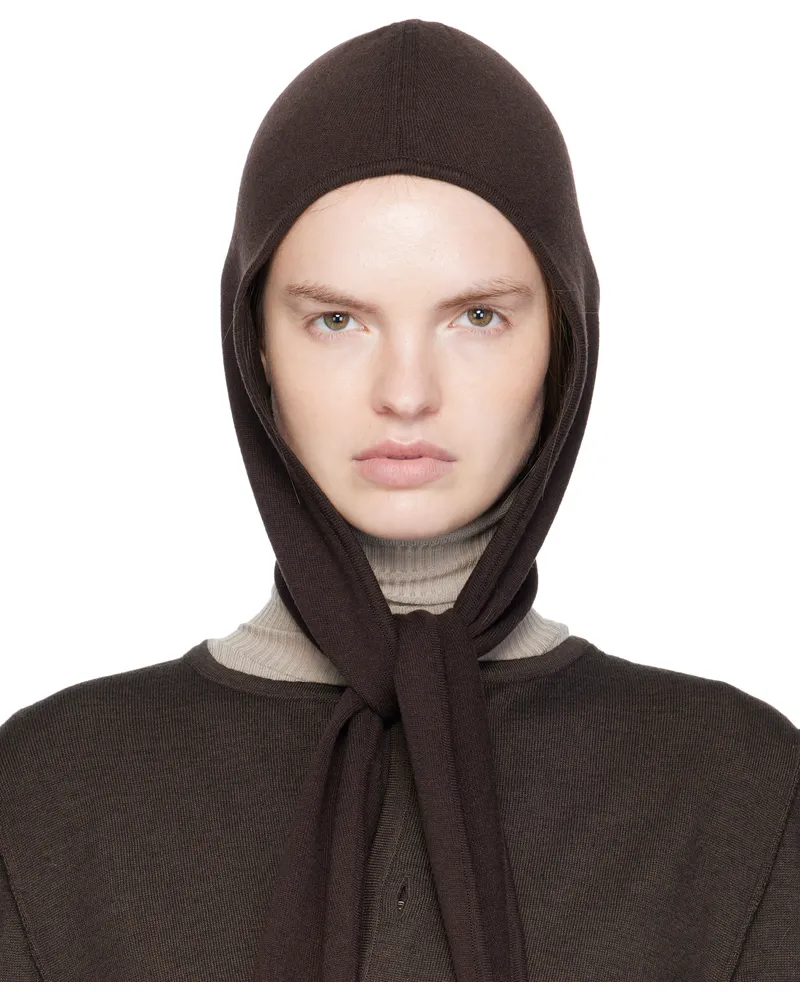 Christophe Lemaire Burgundy Fine Wool Head Scarf Beanie Re373