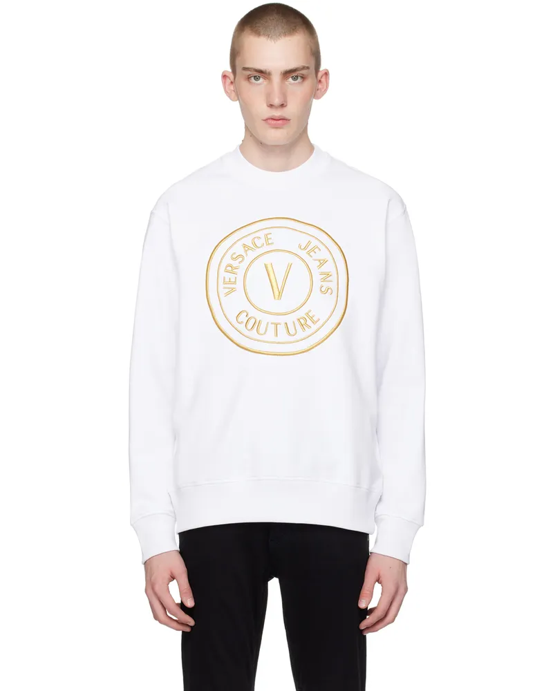 Versace Jeans White V-Emblem Sweatshirt Eg03