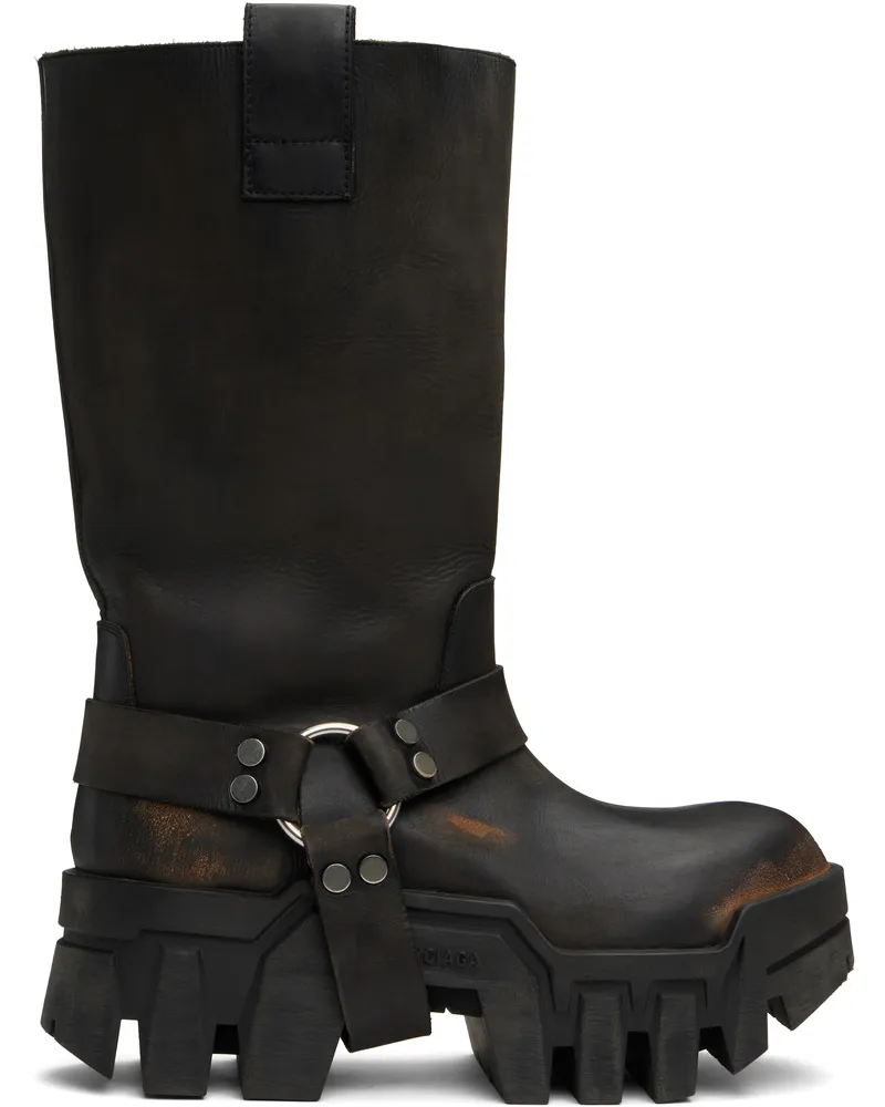 Balenciaga Black Bulldozer Harness Boots Black