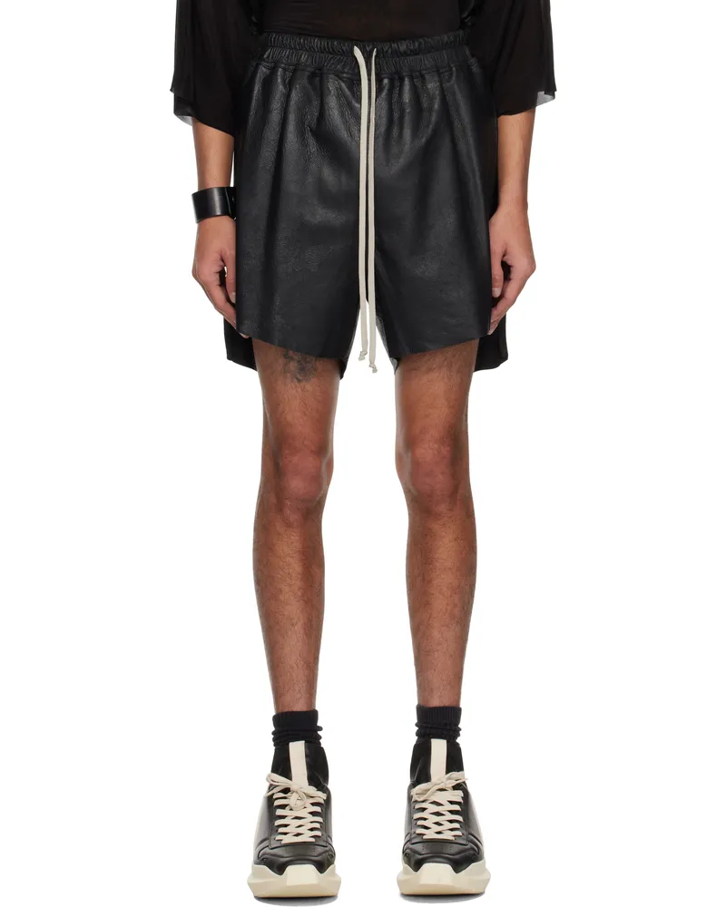 Rick Owens Black Hollywood Boxers Leather Shorts 09