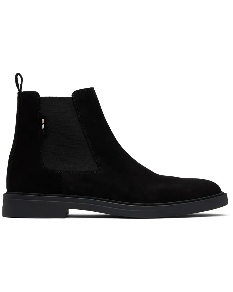 HUGO BOSS Black Signature Stripe Suede Chelsea Boots 001-black