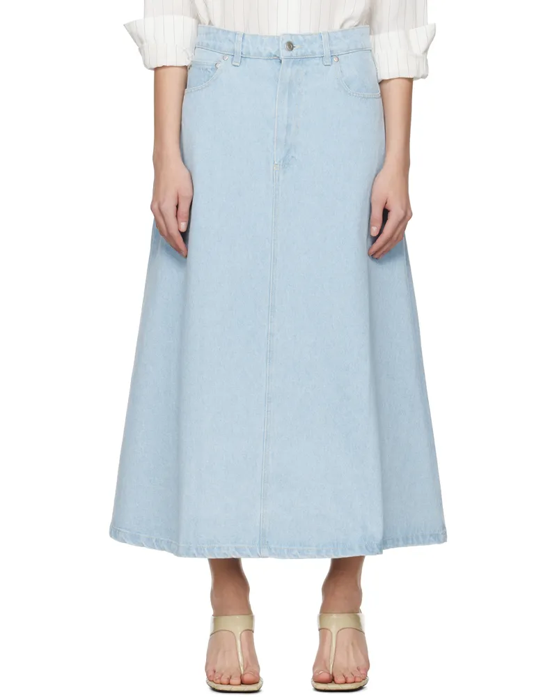 Nanushka Blue Cintia Denim Midi Skirt Eco