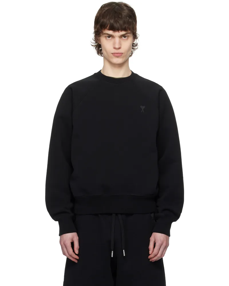 AMI Paris Black Cotton Tonal Ami de Coeur Sweatshirt 001