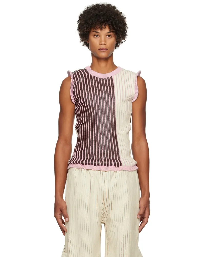 Stanley Raffington SSENSE Exclusive Off-White & Brown Tank Top Brown