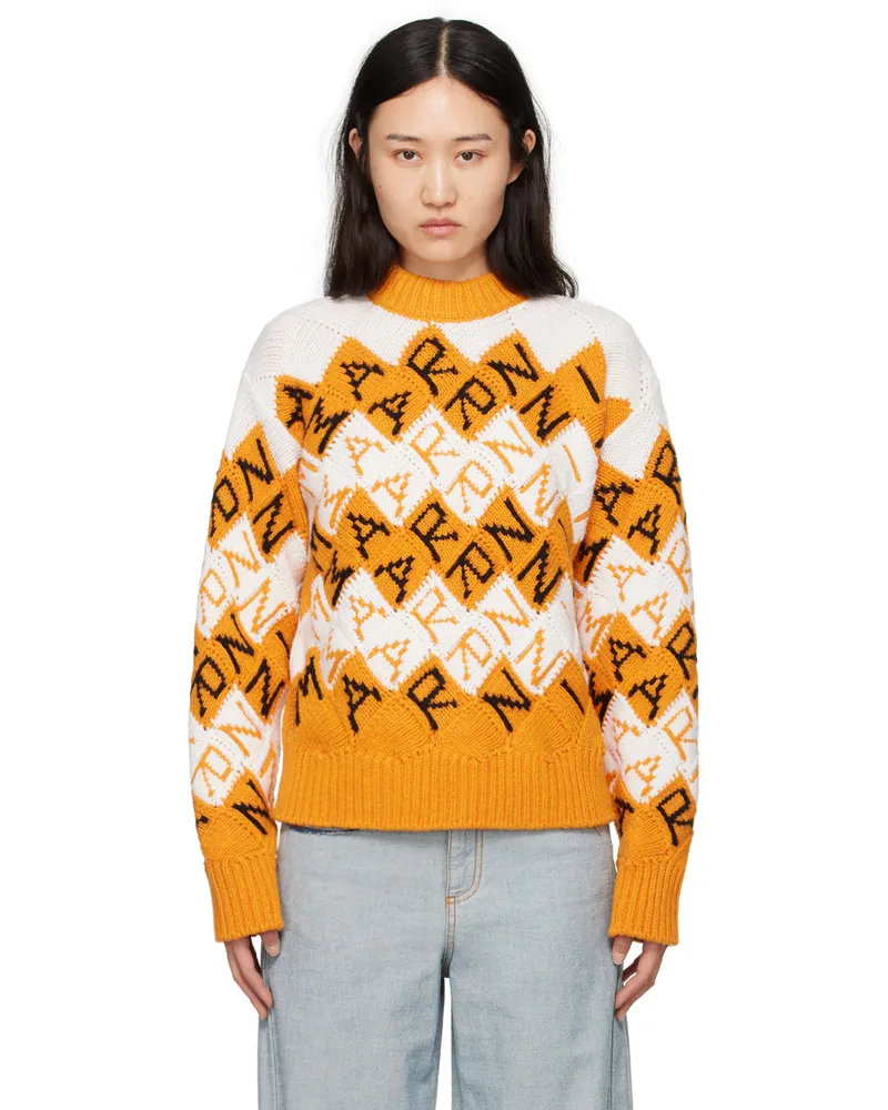 Marni Orange & Off-White 3D Blocks Sweater Blr31