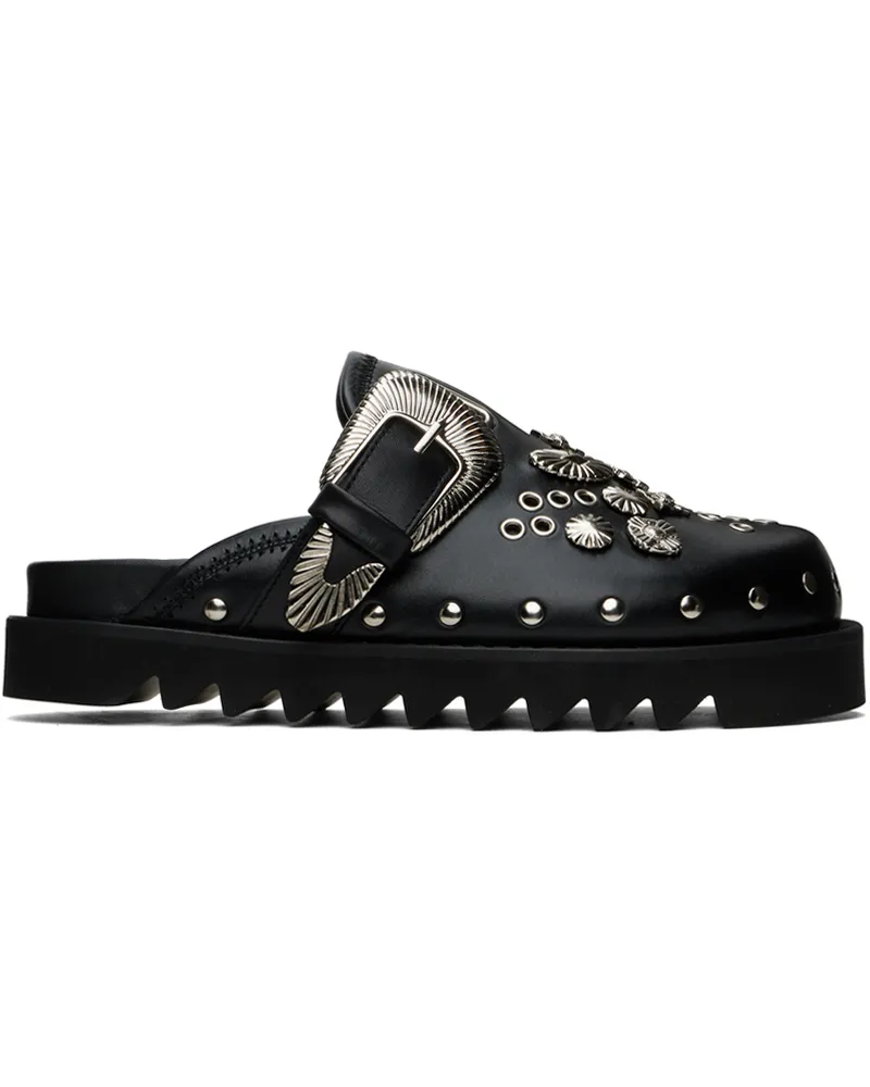 Toga SSENSE Exclusive Black Eyelet Metal Sabot Loafers Aj1058