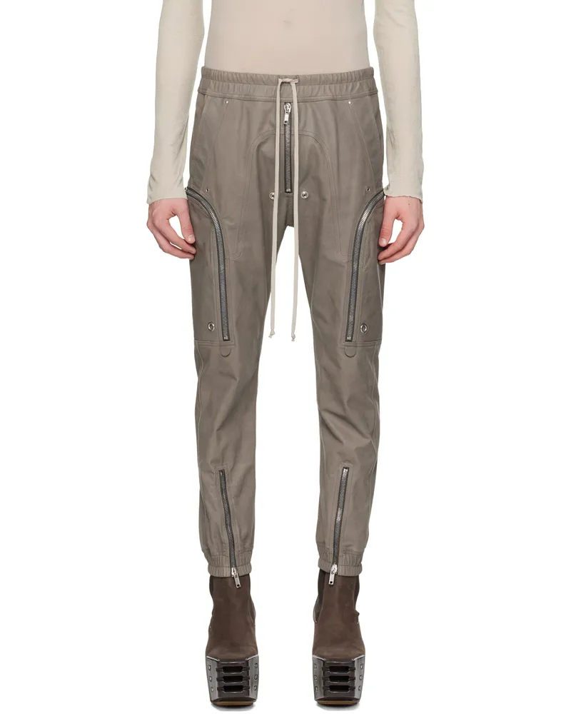 Rick Owens Gray Bauhaus Leather Cargo Pants 34