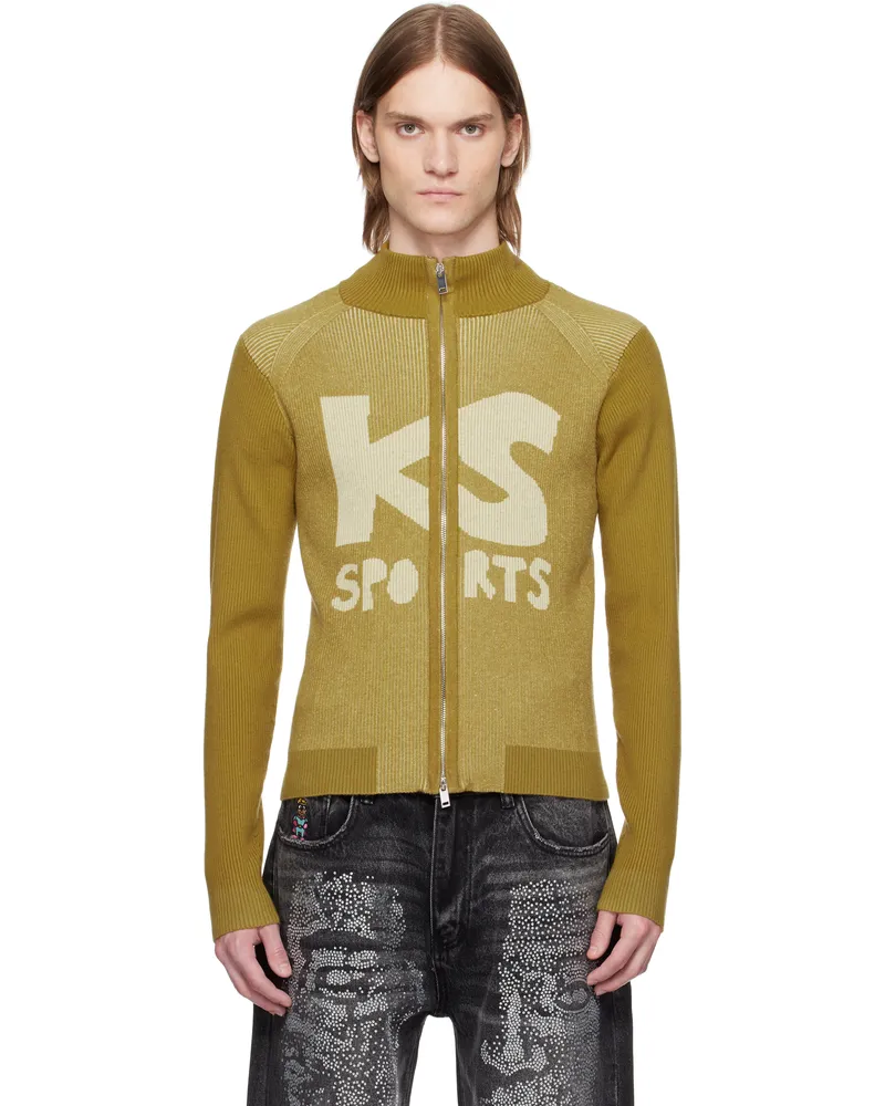 KidSuper Khaki Retro Rib 'KS Sports' Sweater Yellow