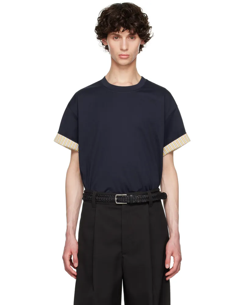 Bottega Veneta Navy & Yellow Double Layer T-Shirt 4133