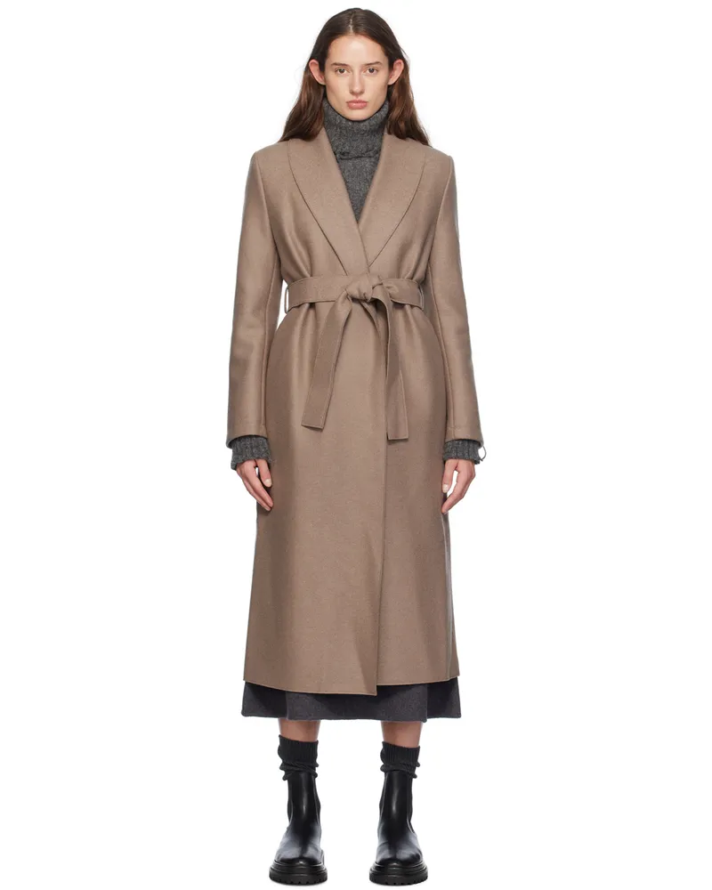Harris Wharf London Taupe Shawl Collar Coat 423