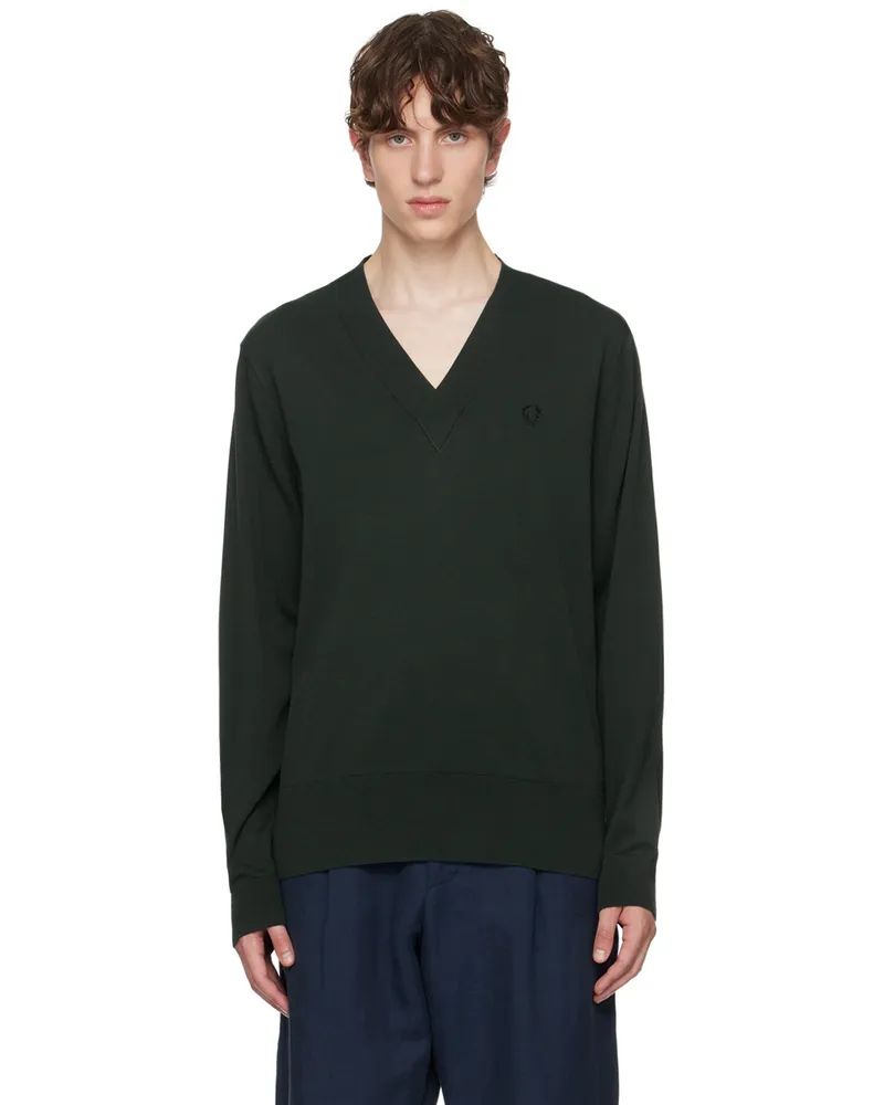 Fred Perry Green V-Neck Sweater Q20