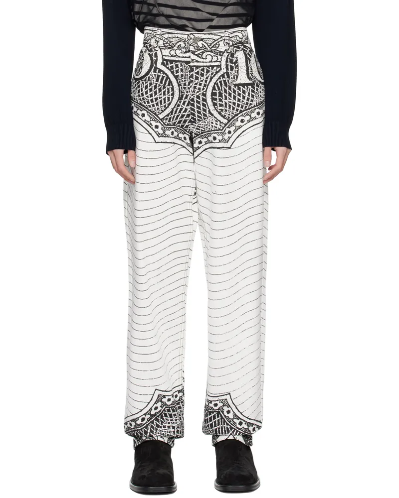 Jean Paul Gaultier Black & White 'The Cartouche' Jeans 0100-white