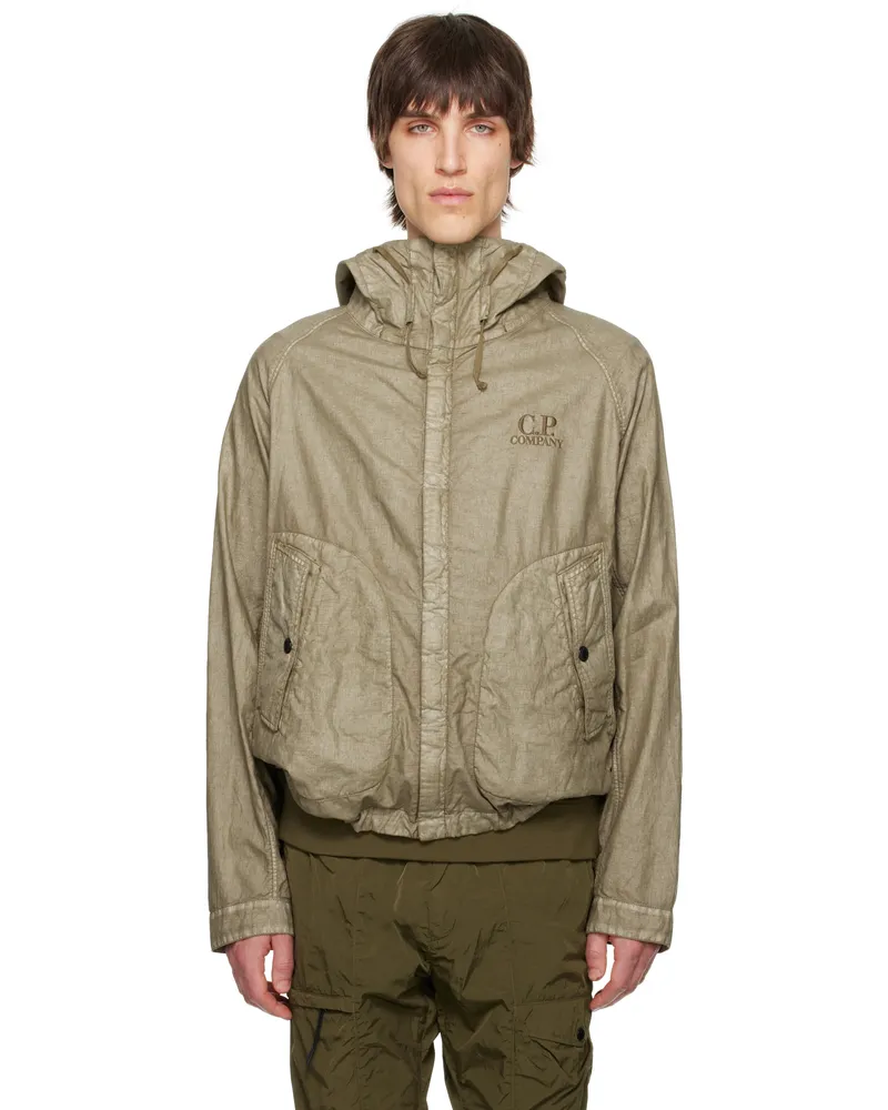 C.P. Company Khaki Lino Wax Goggle Jacket 305