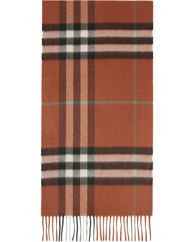 Burberry Tan Check Cashmere Scarf Brick