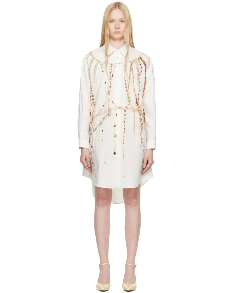 Maison Margiela Off-White Pearl Shirt Minidress 001s