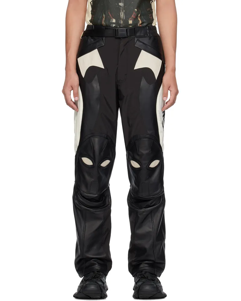 KUSIKOHC Black & Beige Rider Leather Pants