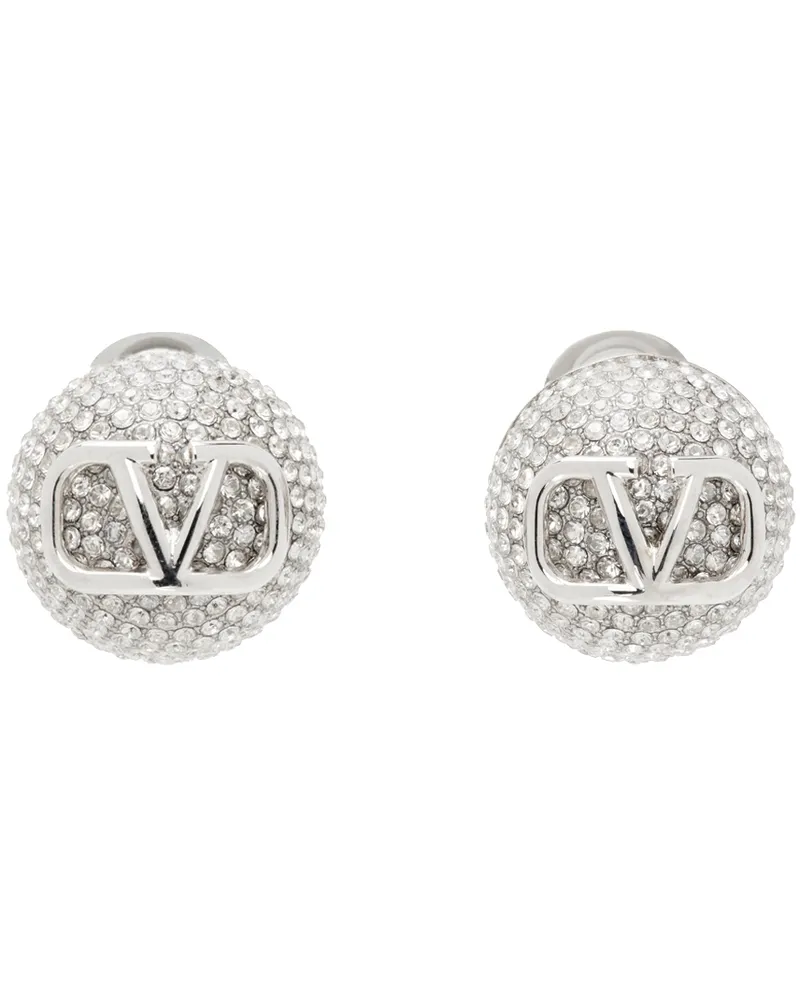 Valentino Garavani Silver VLogo Signature Metal & Crystal Earrings 68s