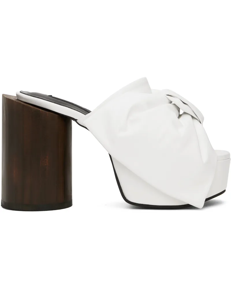 pushBUTTON White Ribbon Platform Heels White