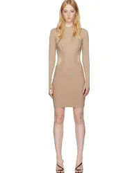 Hervé Léger Beige Ottoman Minidress Fawn