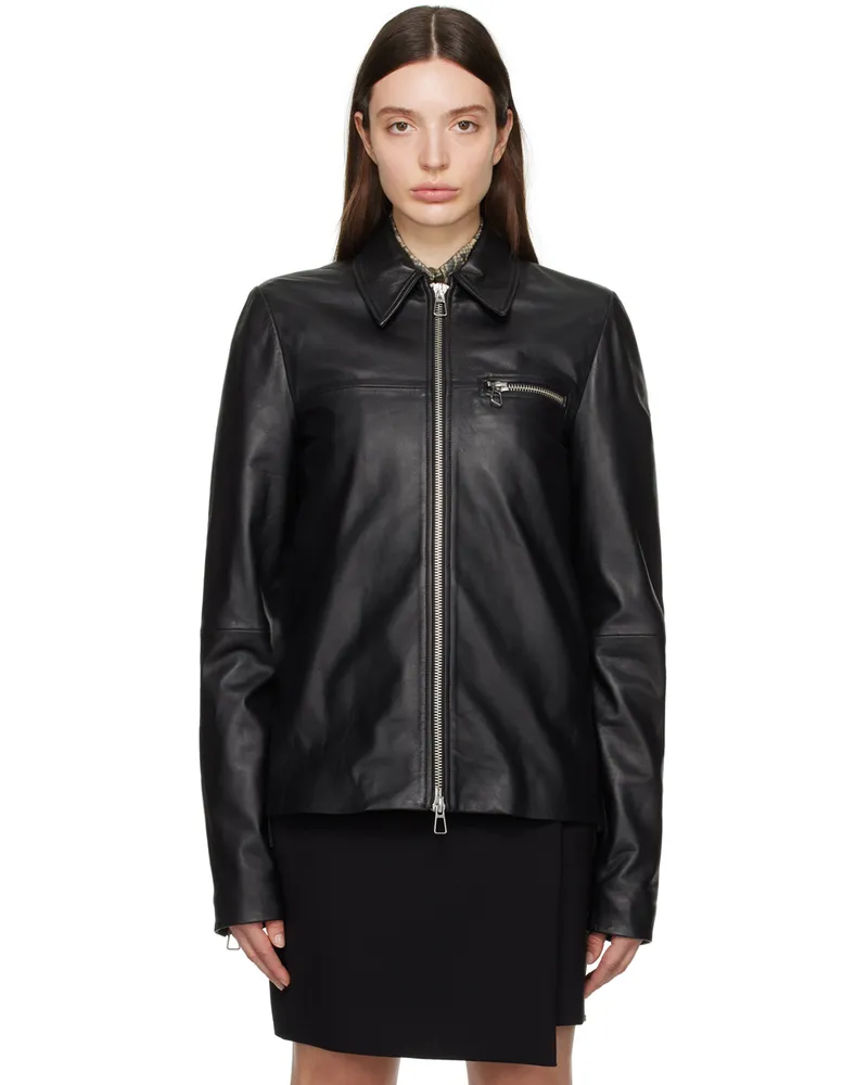 SPORTMAX Black Gel Leather Jacket 3