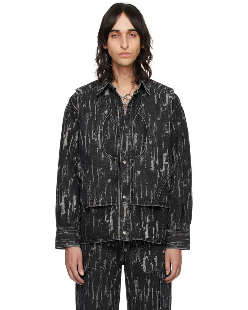 Andersson Bell Black Layered Denim Jacket Black