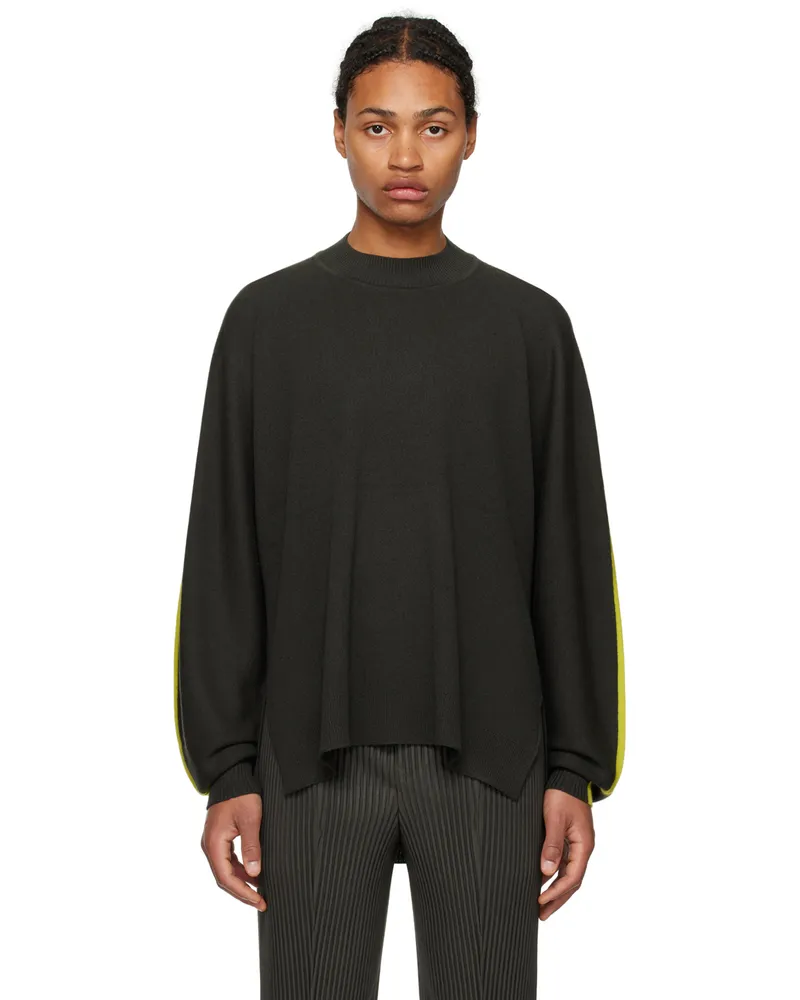 Issey Miyake Gray Framework Sweater 15-black