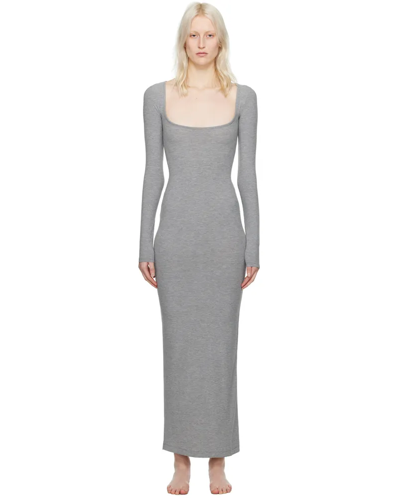 SKIMS Gray Soft Lounge Long Sleeve Maxi Dress Heather