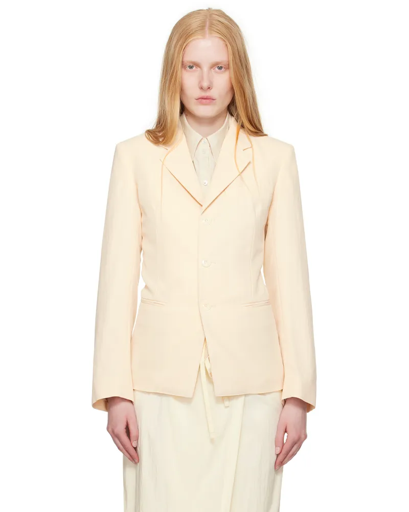 Christophe Lemaire Off-White Single-Breasted Fitted Tailored Blazer Bg198