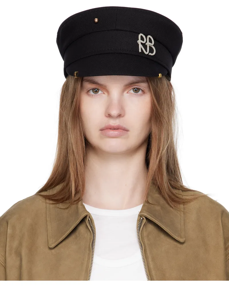 RUSLAN BAGINSKIY Black Pierced Baker Boy Cap Black
