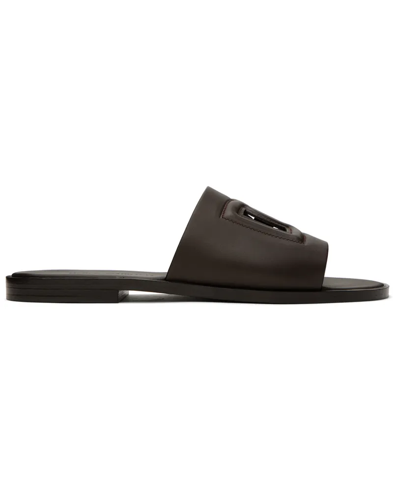 Dolce & Gabbana Brown Embossed Slides 8h042