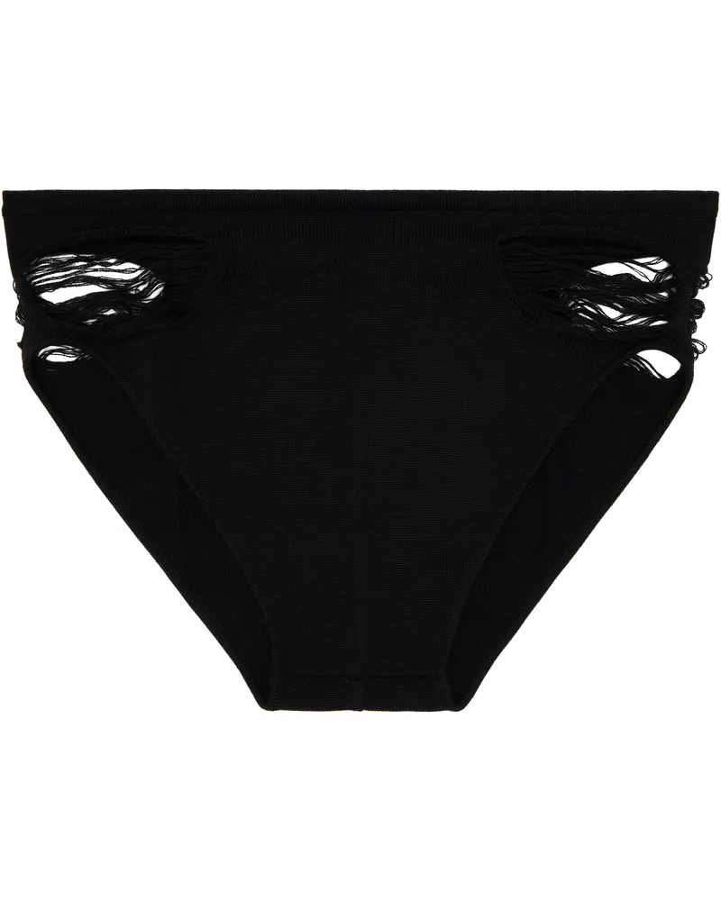 Rick Owens Black Shredded Merino Knit Brief 09