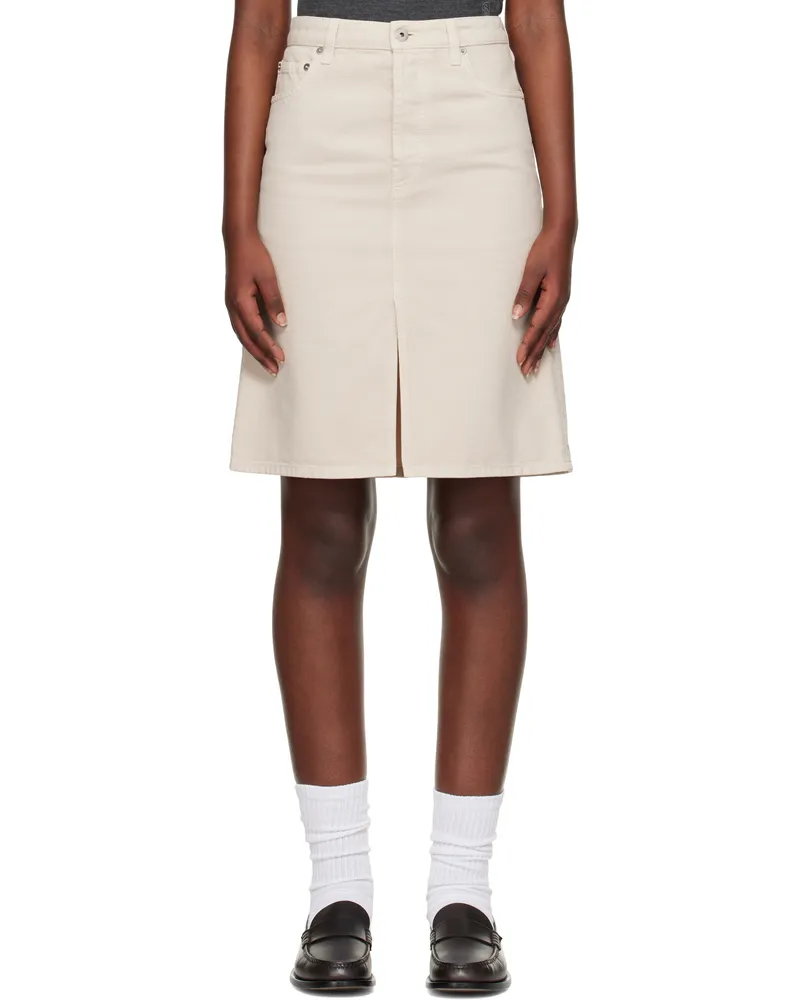 Burberry Beige Vented Denim Midi Skirt Oat