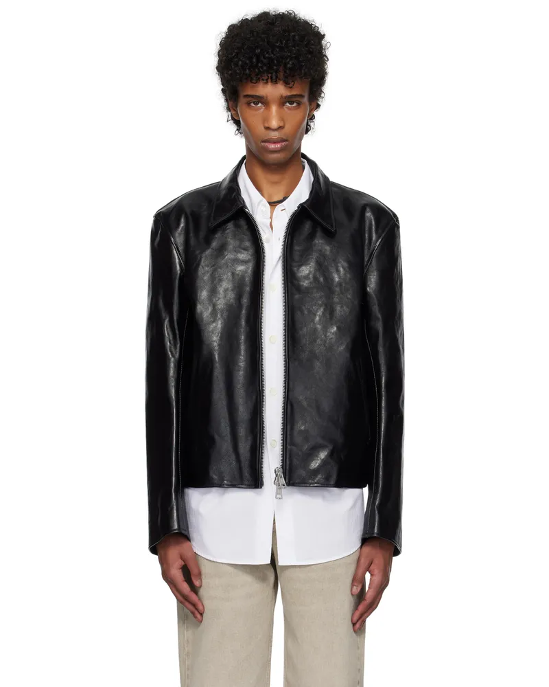 Our Legacy Black Mini Leather Jacket Top