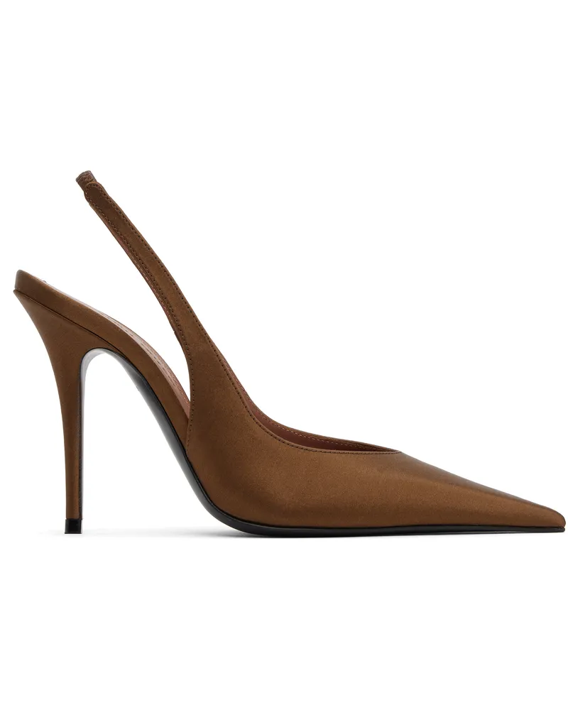 Amina Muaddi Brown Anok Sling 105 Heels Satin
