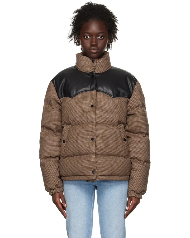 Rag & Bone Brown Cal Houndstooth Down Jacket Brownchk