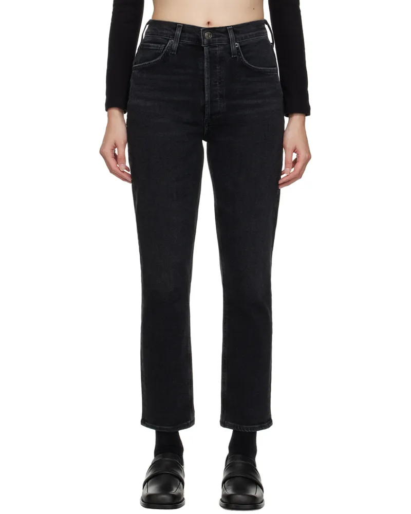 AGOLDE Black Riley Jeans Panoramic