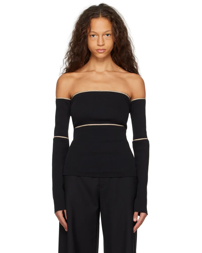 Maison Margiela Black Off-The-Shoulder Blouse 900