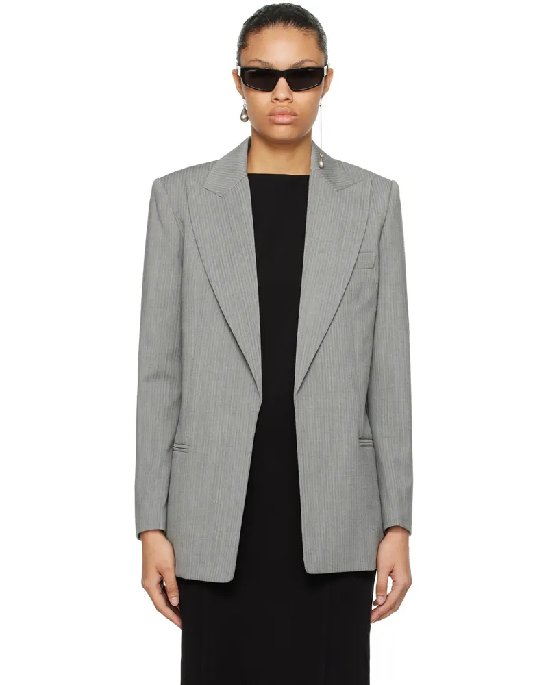 Helmut Lang Gray Peaked Lapel Blazer Black
