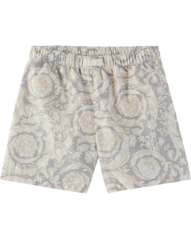Versace Kids Gray Barocco Swim Shorts 5e340-concrete+bone