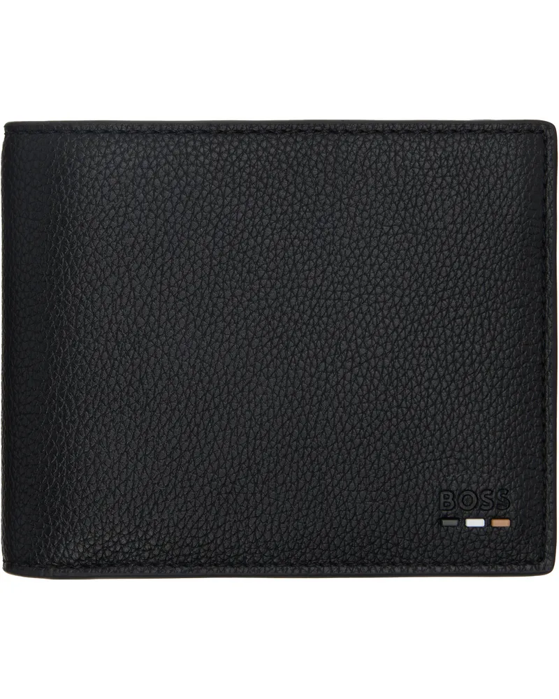 HUGO BOSS Black Grained Faux-Leather Trifold Wallet 001-black