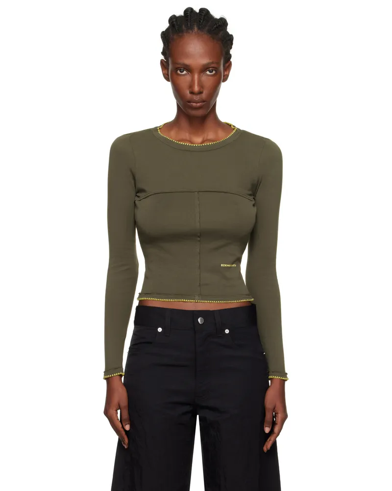 Eckhaus Latta Gray Lapped Baby Crewneck T-shirt Charcoal
